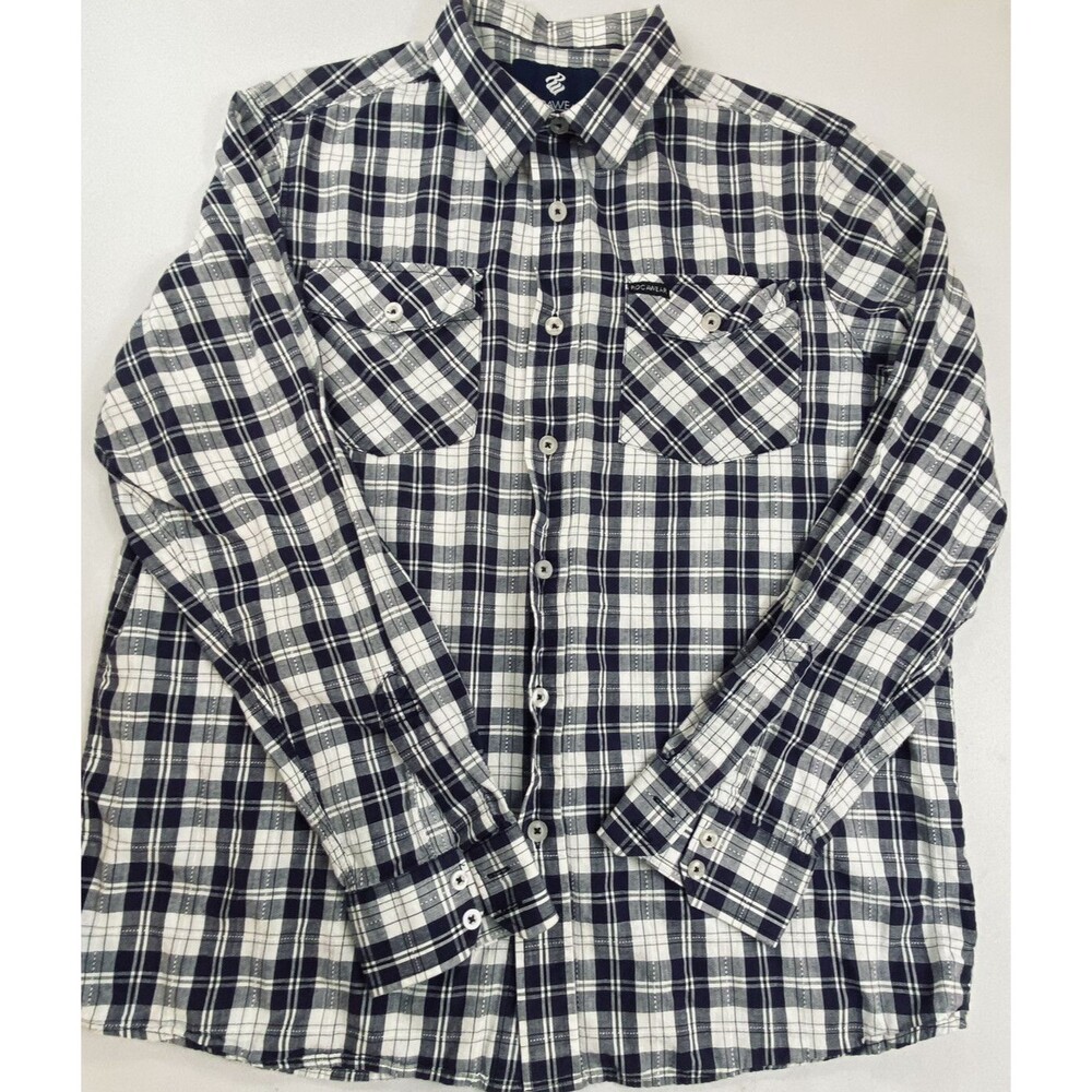 Rocawear Mens Black White Plaid Long Sleeve Button Up Flap Pockets Size XL